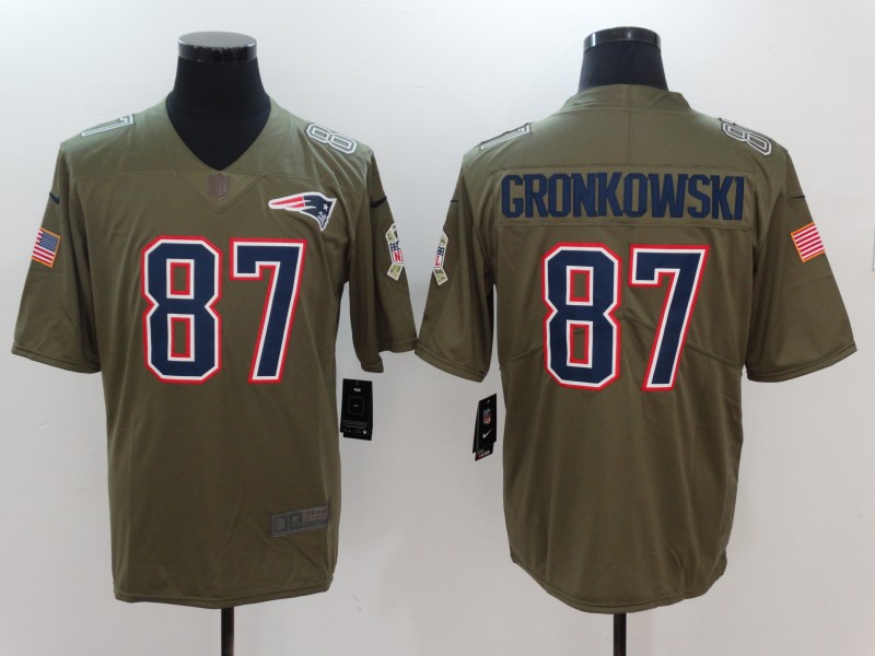 Men New England Patriots #87 Gronkowski Nike Olive Salute To Service Limited NFL Jerseys->youth nfl jersey->Youth Jersey